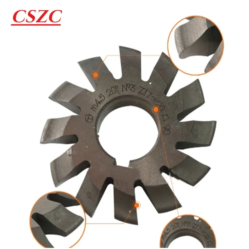 1PCS M0.5 M0.75 M1 M1.25 M1.5 M2 M2.5 M3 M4 M5-M10 Modulus PA20 Degrees NO.1-NO.8 HSS Gear Milling Cutter Gear Cutting Tool