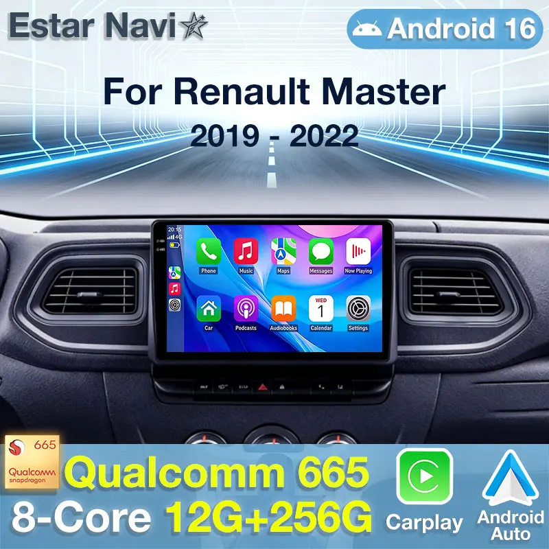 Car Radio Android 16 Carplay Auto For Renault Master 2019 2020 2021 2022 Navigation DVD Video Player 2 Din Stereo Head Unit GPS
