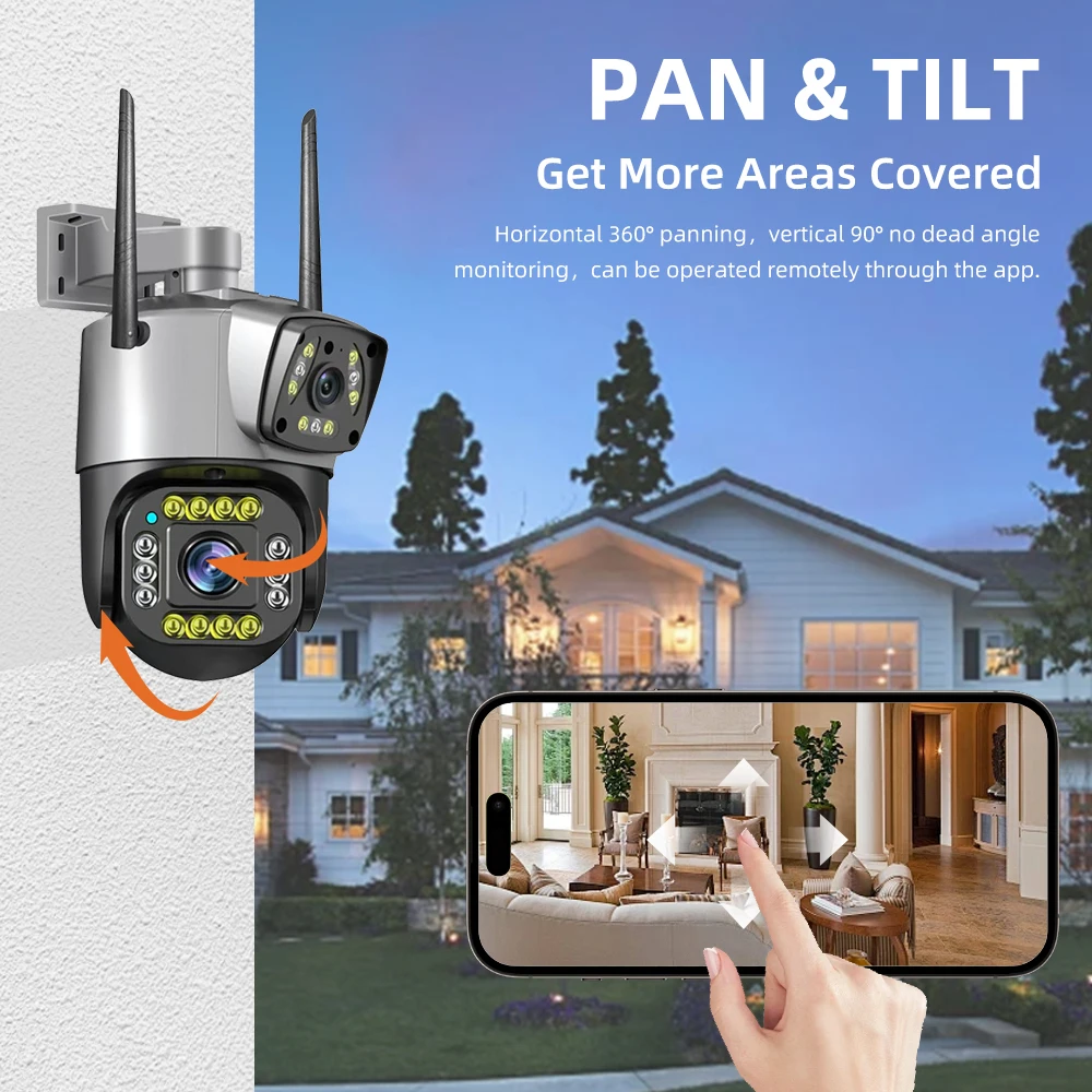 6K 12MP Outdoor 4G SIM PTZ Security Camera Dual Lens Wireless PIR Motion Detection HD Night Vision V380 Pro CCTV Protection