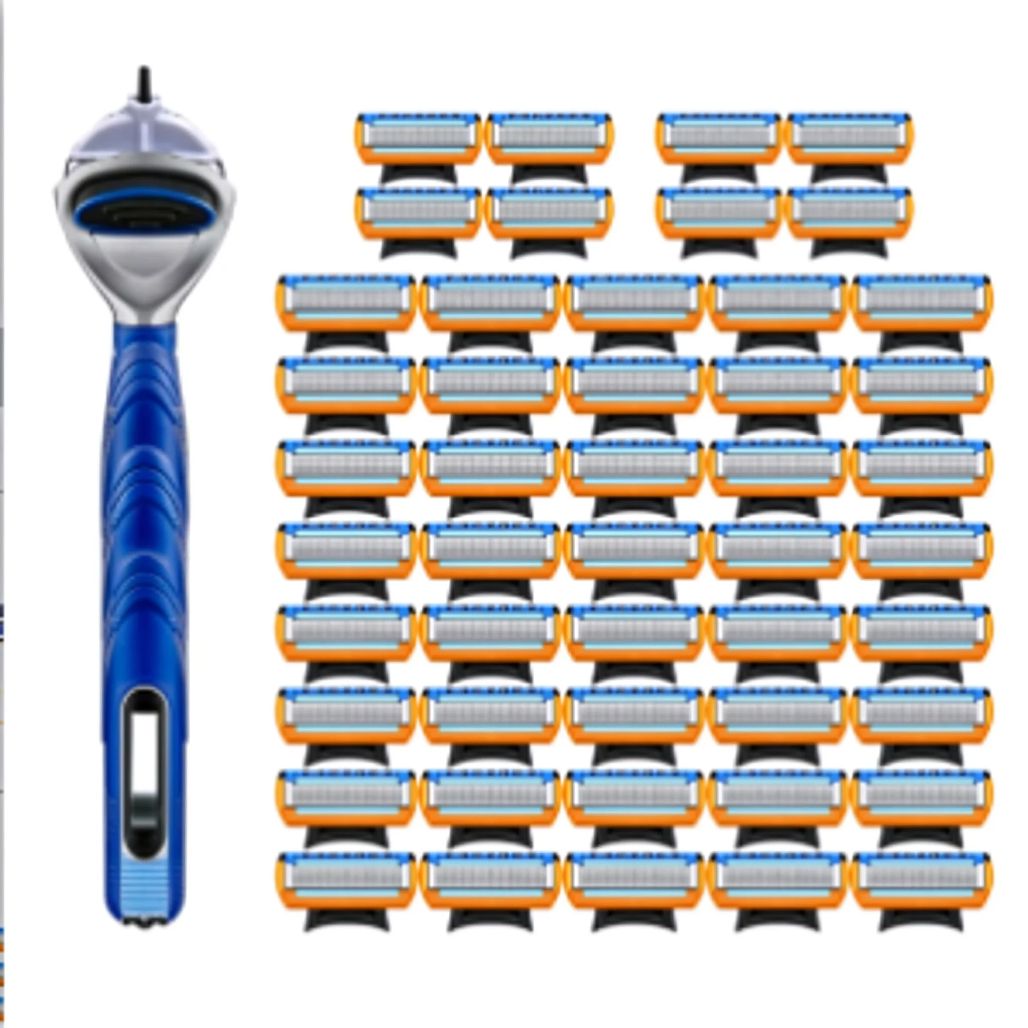 Retro Stainless Steel Manual Shaver with 5-Layer Razor Blade Reusable Wet Shaving Scratch Resistant Hair Removal Tool