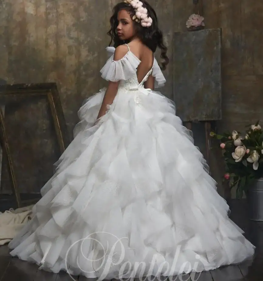 

Stylish Backless Flower Girl Dresses For Wedding Beaded Lace Teens Pageant Gowns Kids Prom Party Dress First Communion Gown