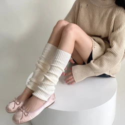 Wool Cashmere Women Leg Warmers Autumn Winter Warm Knitted Foot Cover Knee Socks Lolita Girls Solid Color Leg Warmer Stockings