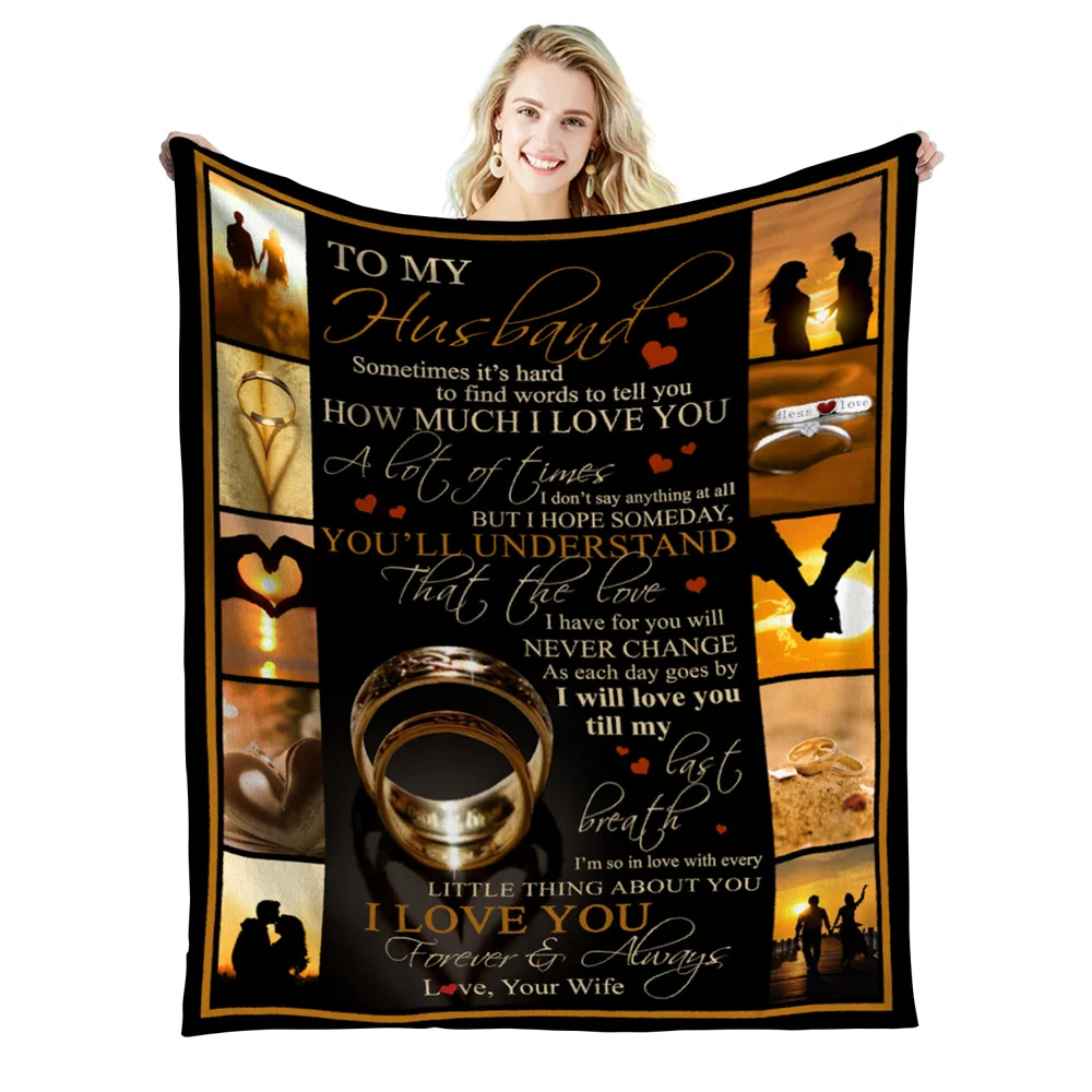 

The wife gave her husband a gift blanket, super soft ultra-fine wool blanket, the best birthday and wedding gift for her husband