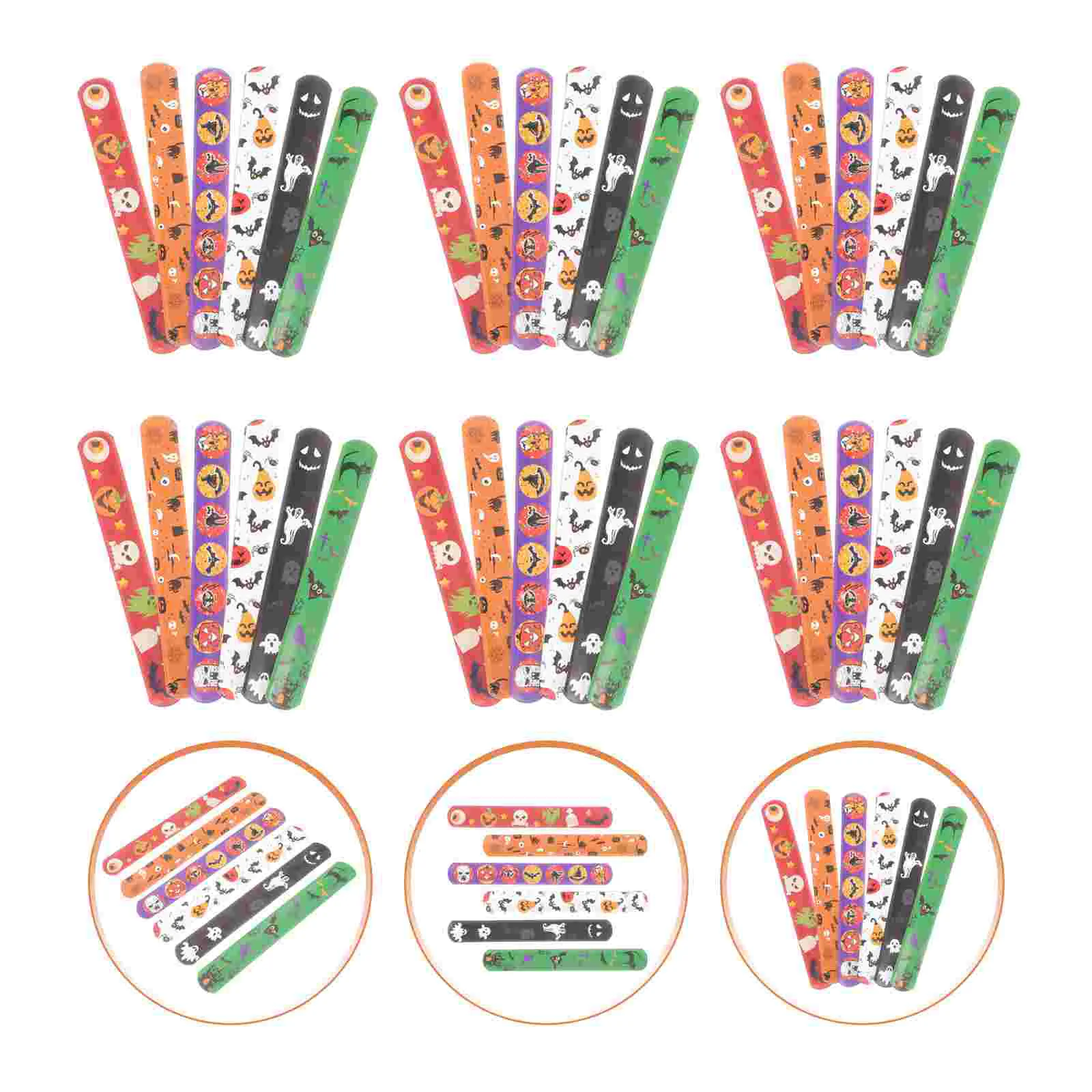 

48 Pcs Halloween Ring Slap Bracelets Metal Girls Toy Pvc for Boys Festivals Wristbands Lovers