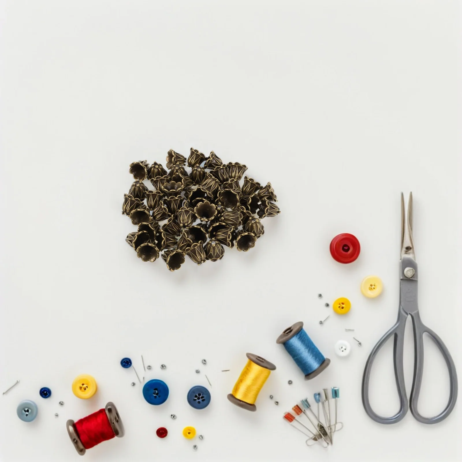 

50pcs Vintage Flower Bead Caps Alloy Metal Spacer Beads For Jewelry Making Secure End Topper For Necklaces Bracelets - Diy