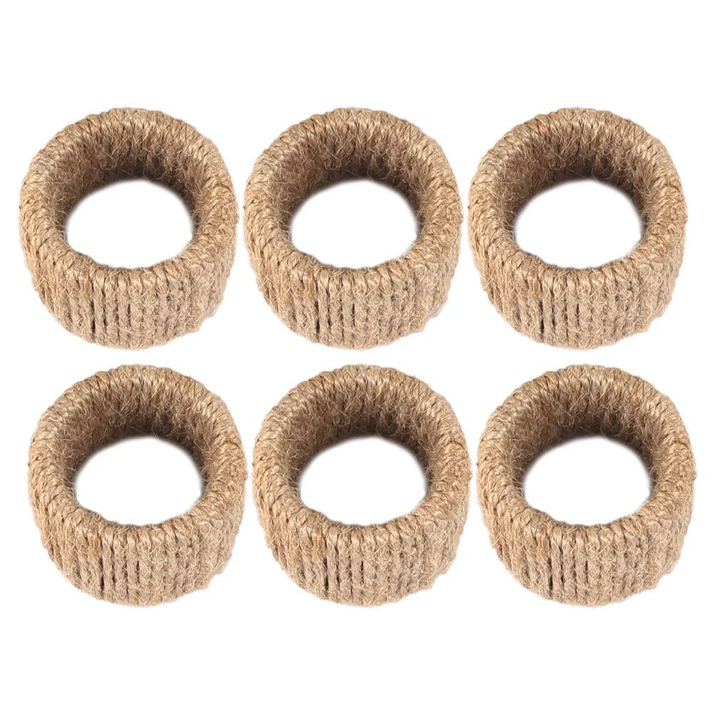 

6 Pcs Twine Napkin Rings Dining Table Holder Set up Holders for Cloth Napkins Decorations Small Rope