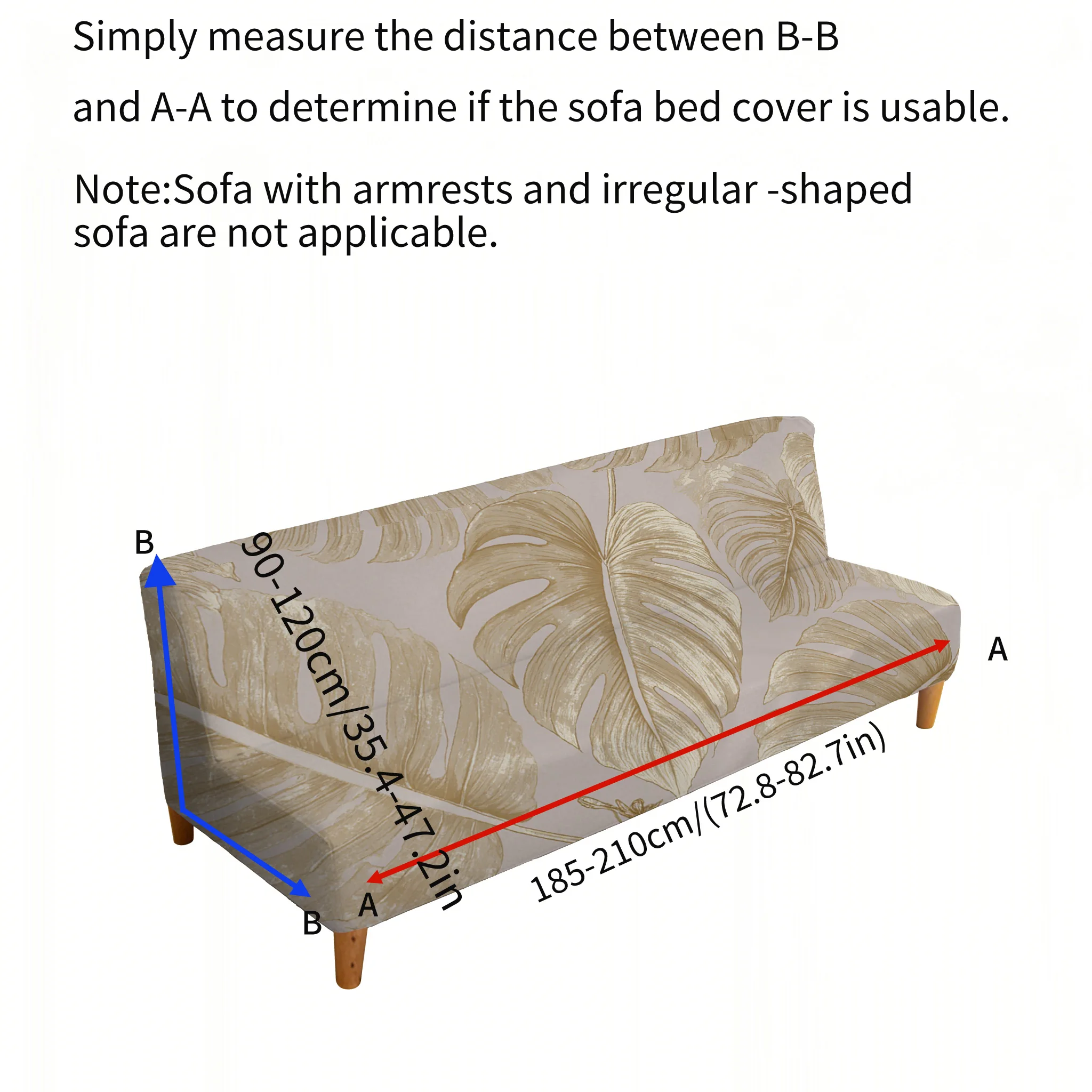 Golden Leaf Turtle Bamboo Sofa Bedspread, Armless Elastic Sofa Cover, Dust-proof and Non-slip Furniture Protective Cover
