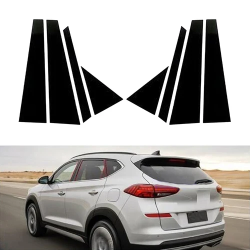 Ajuste para Hyundai Tucson (TL) 2016 2017 2018 2019 2020 2021, Pilar negro brillante, cubierta de puerta y ventana, pegatinas decorativas embellecedoras