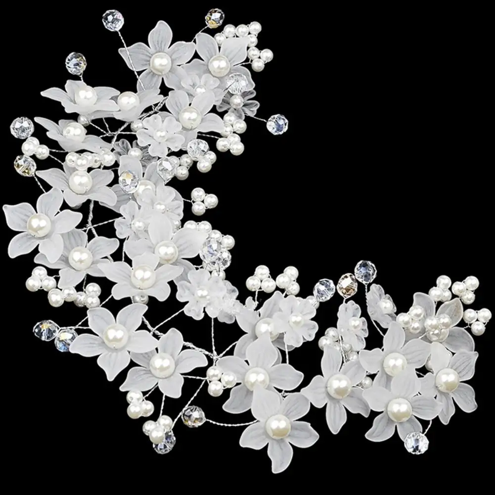 Flower Bride Wedding Hair Vine Pearl Bridal Hair Piece Jewelry Gift Fashion Faux Pearl Flower Bridal Headwear Women Hair Band