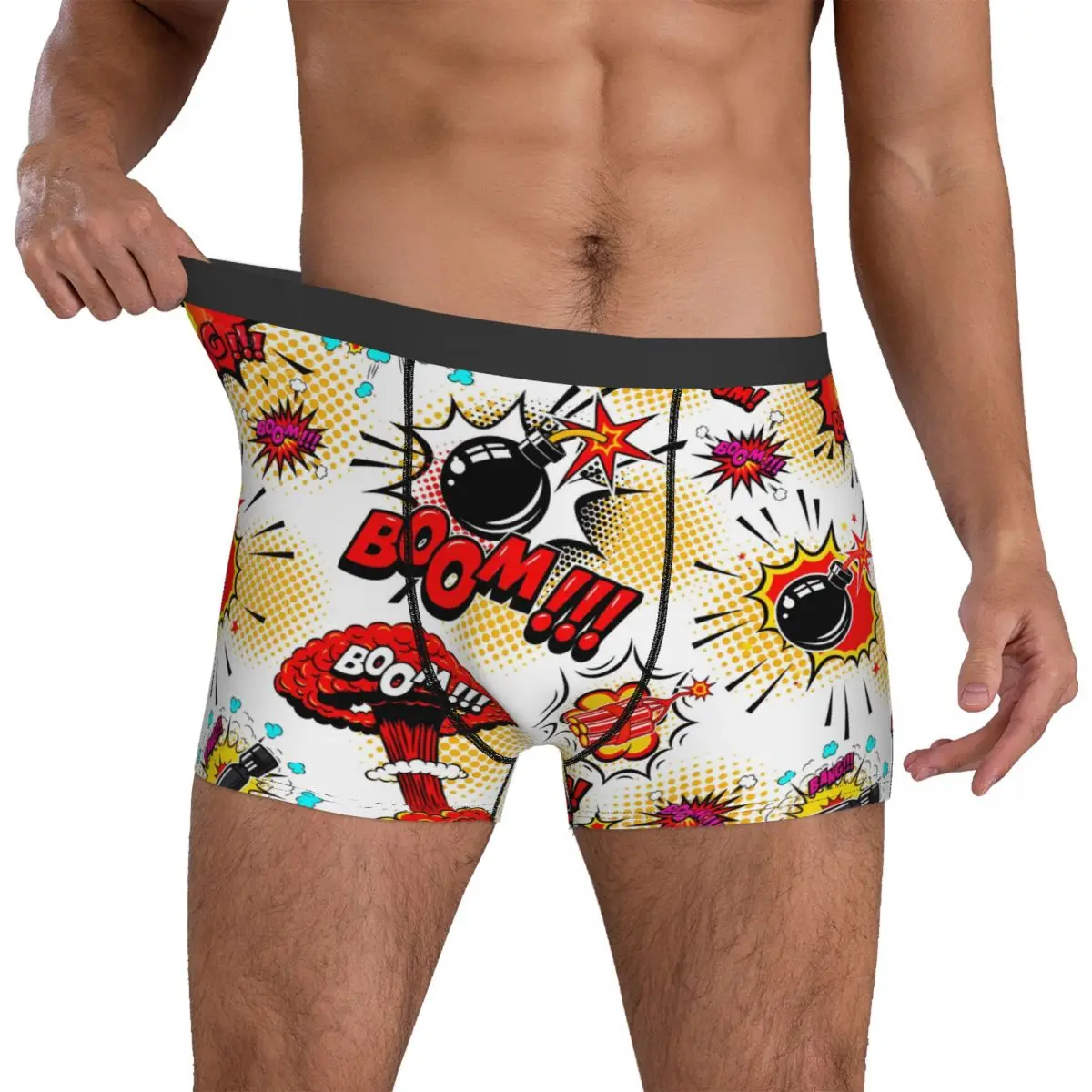 

Boom Seamless Comics Underwear Male Shorts Briefs Classic Boxershorts Quality Customs Large Size Underpants