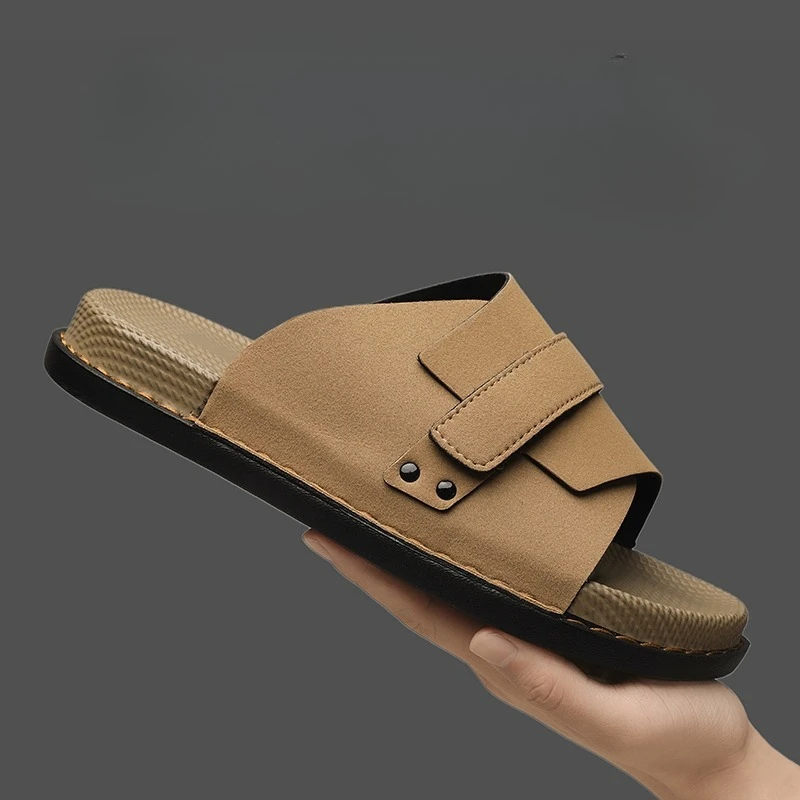 

Мужские пробковые тапочки-сабо из замши с открытым верхом, комфортной стелькой, регулируемые сандалии-слайды для дома, унисекс