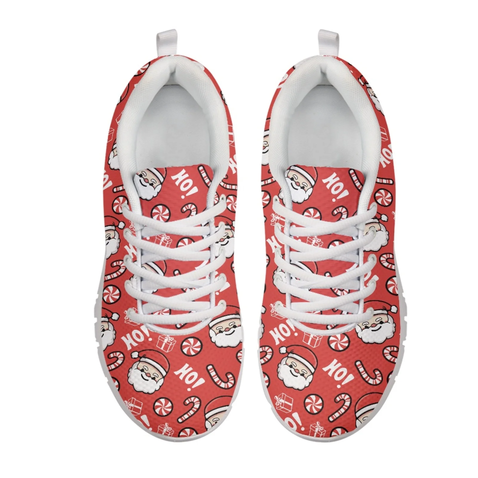 Coloranimal Santa Candy Print Women Sneakers Low Top Breathable Women Running Walking Shoes for Hunting