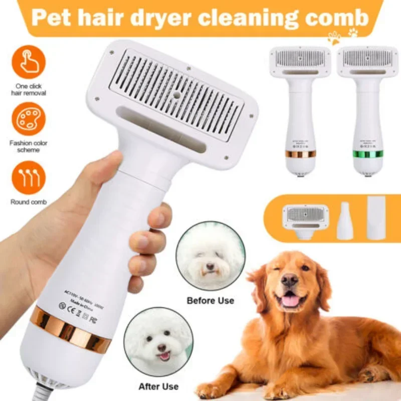 2-In-1 Pet Dog Dryer Quiet Dog Hair Dryers and Comb Brush Grooming Kitten Cat Hair Comb Puppy Fur Blower Adjustable Temprature