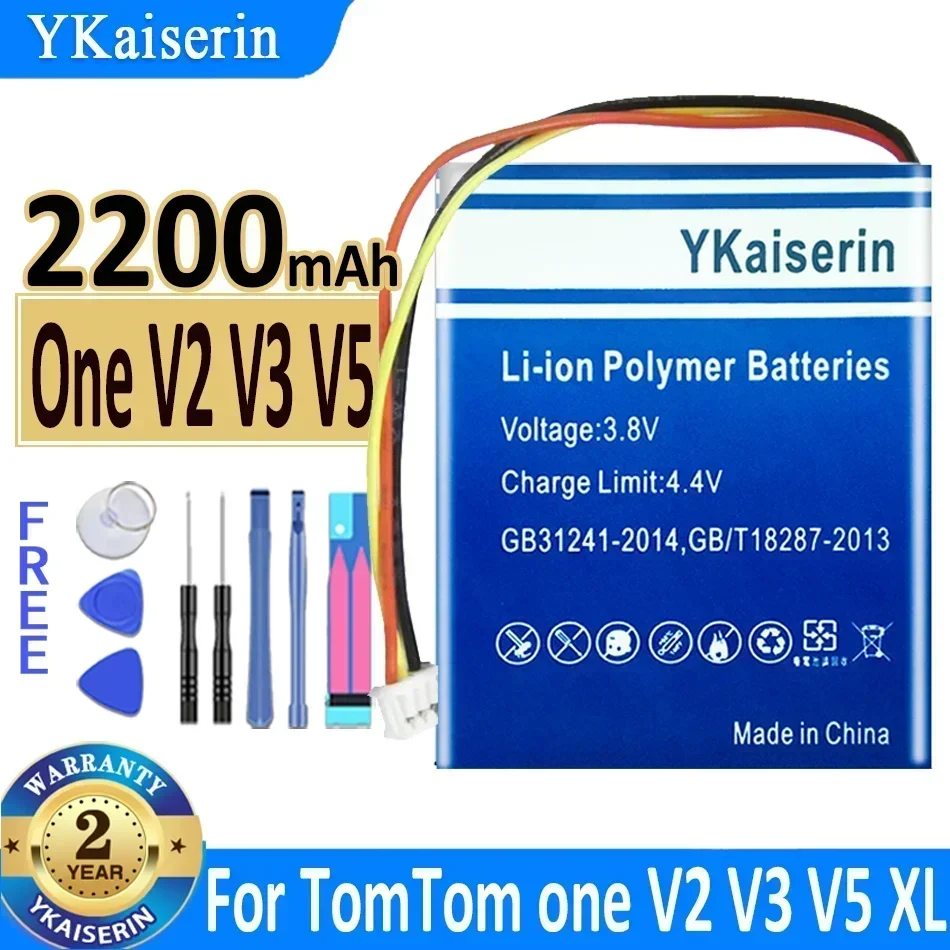 YKaiserin 2200mAh for TomTom One V2 V3 V5 XL Europe Dach TML Rider IQ Routes S4L Rider 2nd 4K0Replacement Battery