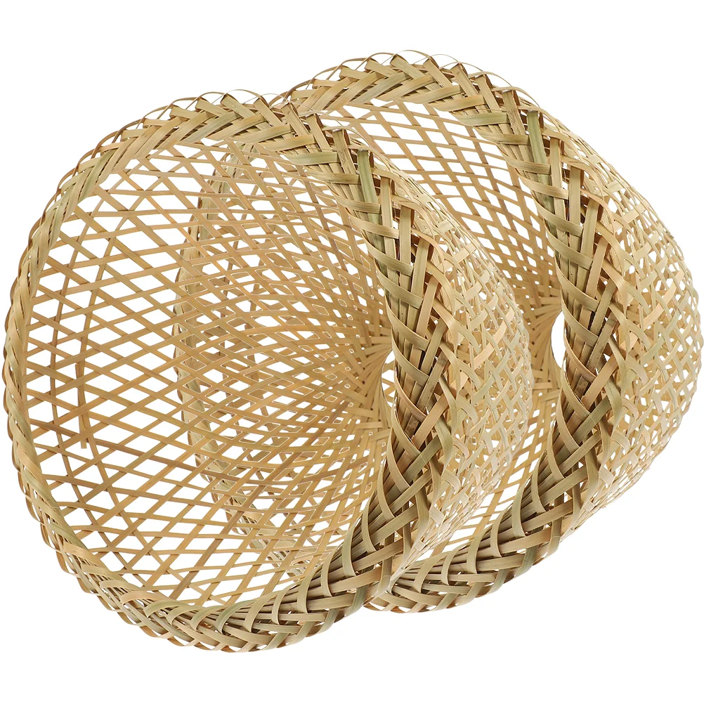 2 Pcs Wicker Bamboo Lampshade Pendant Lights Oval Shades Weaving Lighting Cover