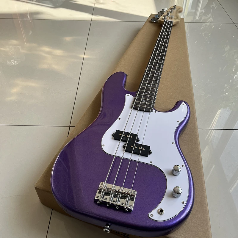 Classic electric bass, rose wood fingerboard, exquisite purple metallic paint, professional solid wood, free delivery