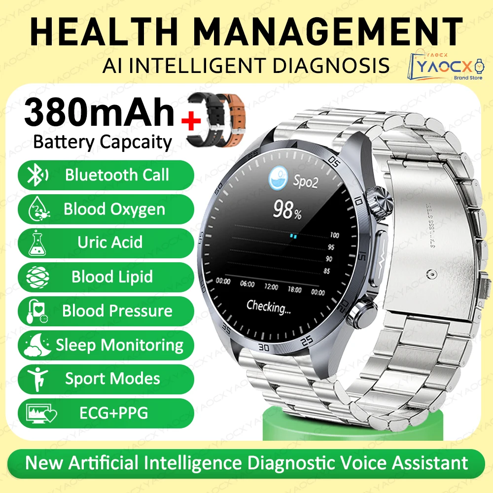 2026 Gloednieuwe upgrade Gezondheidscheck Smartwatch ECG Bloedlipiden Urinezuur Lichaamsvet Sport Waterdichte Smartwatch Voor Mannen en Vrouwen