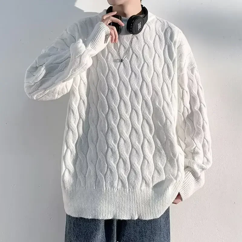 Casual Yellow Half Turtleneck Sweater Men Fashion Long Sleeve Tassel Knitted Pullover For Autumn Lazy Long Sleeve Knitted Jumper