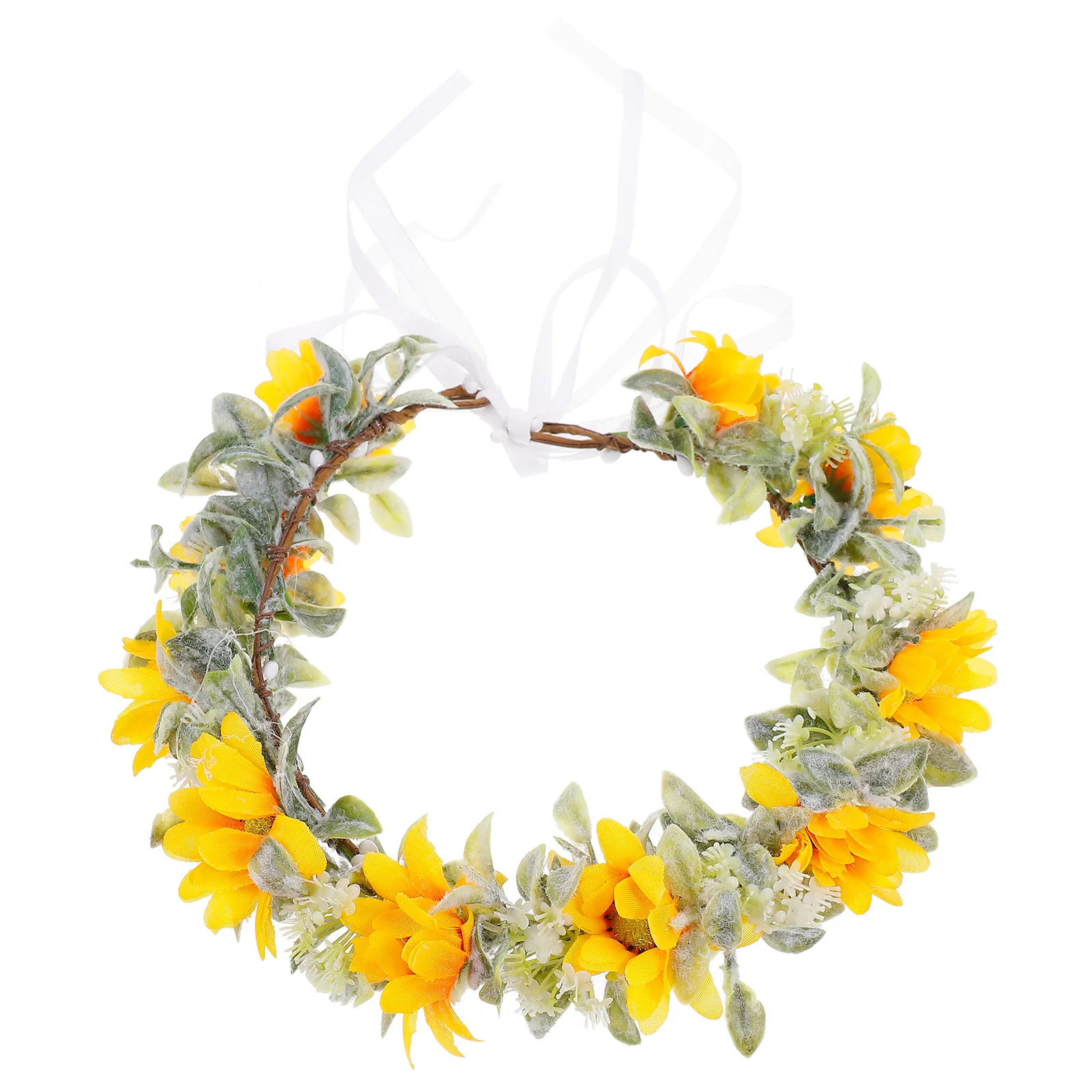 

Realistic Sunflower Floral Headpiece Simulation Flowers Garland Hair Band for Wedding Bride Bridesmaid Flower Cosplay Beach