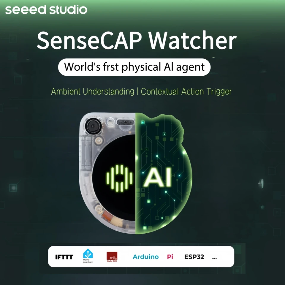 SenseCAP Watcher W1-B Gabinete branco, agente AI físico para