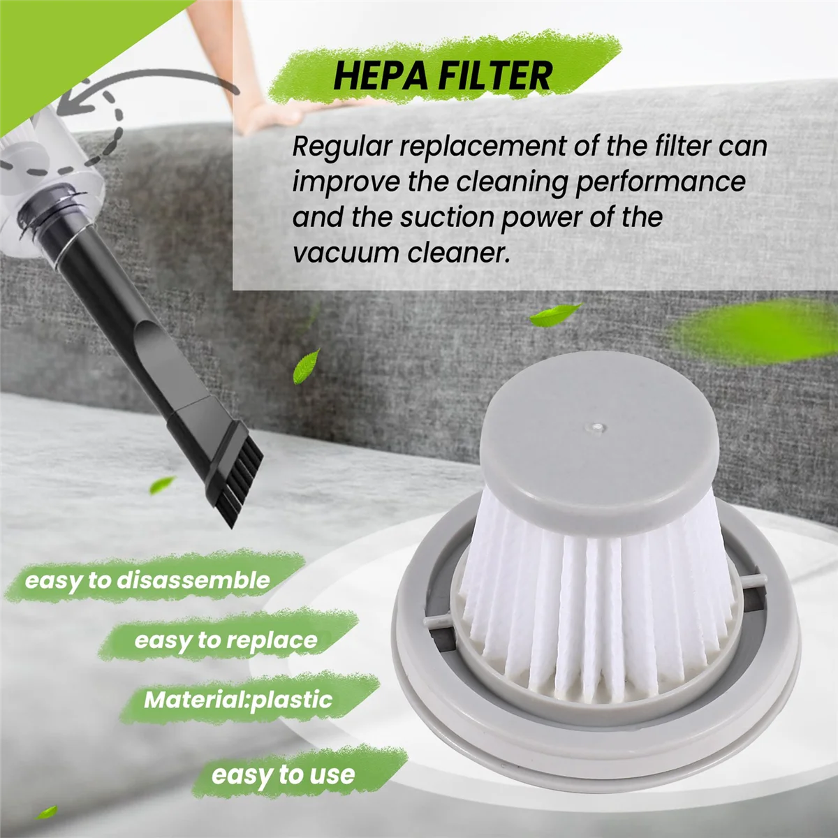 Y15A2PCS HEPA Filter for XIAOMI MIJIA Handy Vacuum Cleaner Home Car Mini Wireless Washable Filter Spare Parts Accessories