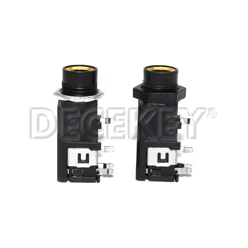 5PCS DIY 6.35mm Jack Gold Plated 4P Stereo Dual Channel Microphone Socket 6.35 Audio Straight jack Connector