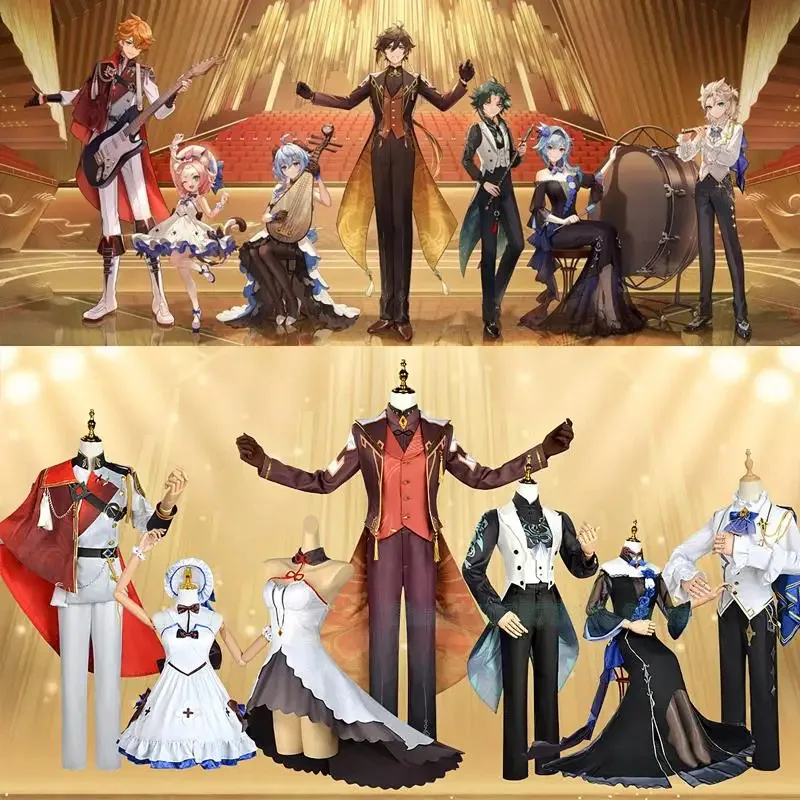 

NewGenshin Impact Concert Zhongli Xiao Gnayu Diona Eula Tartaglia Albedo Косплей Костюм Подное платье МЕЛОДЫ МЕЛОДЕСНОГО ОТДЕЛЕНИЯ