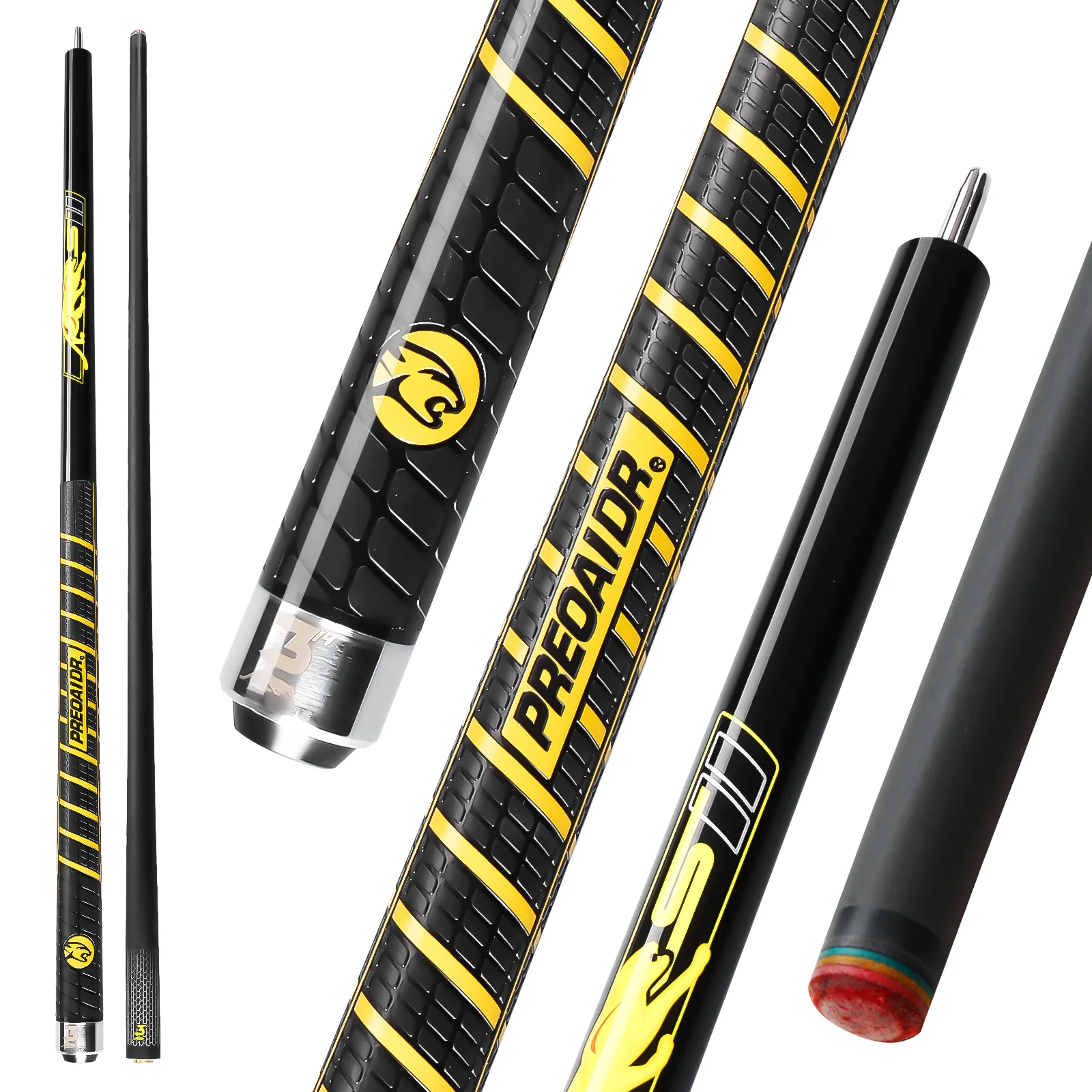 PREOAIDR SII Series 58 Inch Pool Cue Stick, Low Deflection Billiard Cue with 12.5mm Tip, 19-19.5oz
