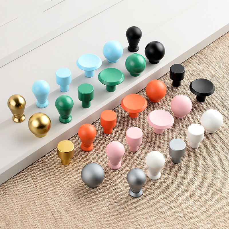 

Colorful Single Hole Drawer Cabinet Door Knobs Mushroom Dot Circular Kitchen Drawer Handles