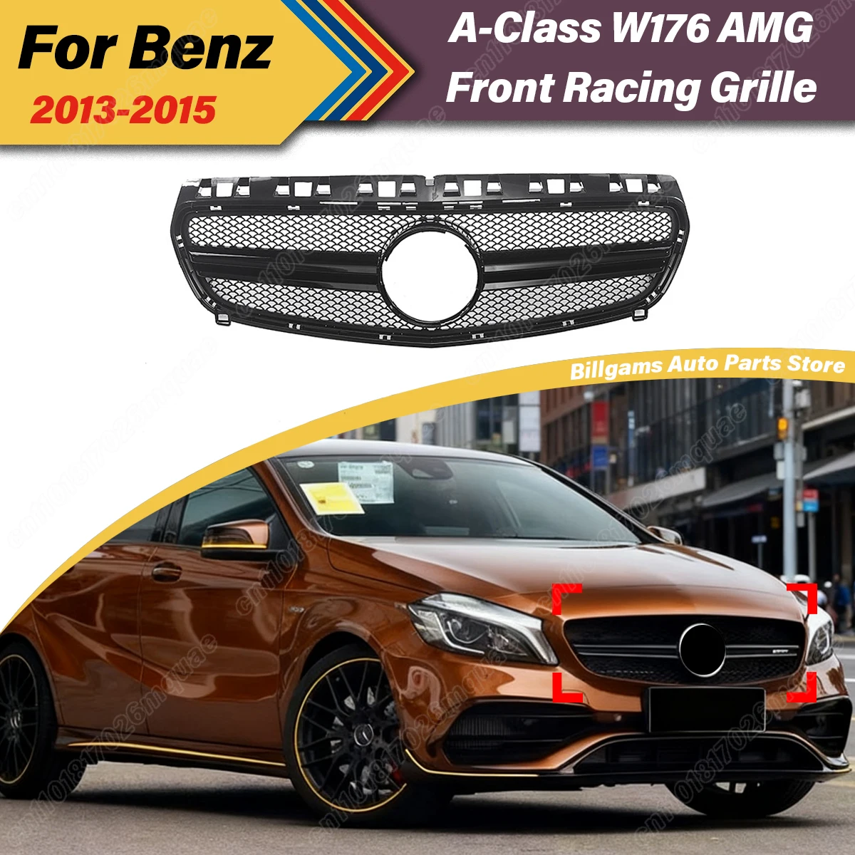 

For Mercedes Benz A-Class W176 2013 2014 2015 Automobile Front Air Intake Grille Water Tank Protective Cover Decoration Body Kit
