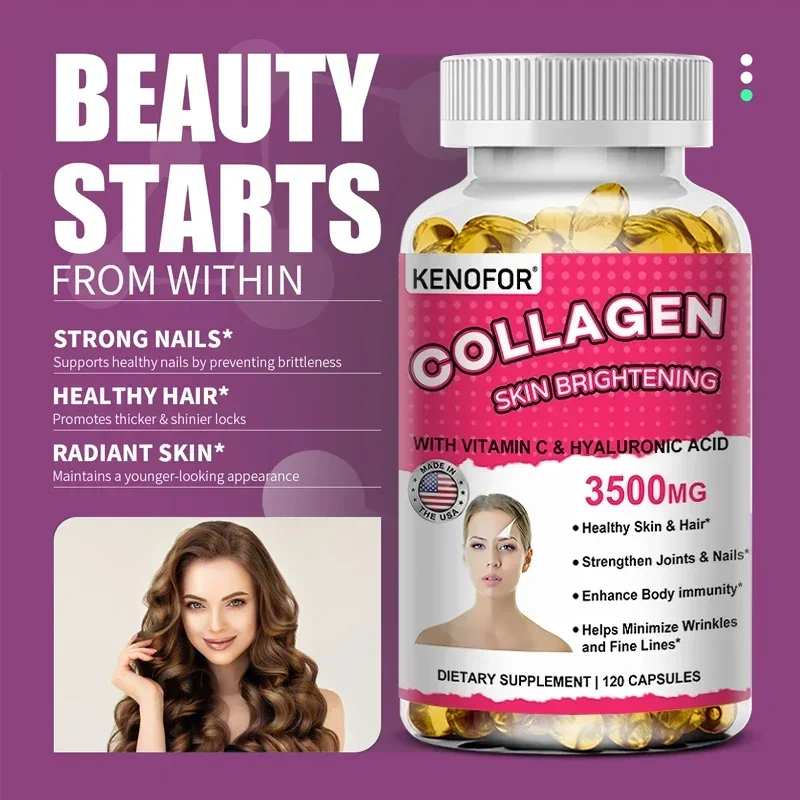 Super Collagen with Vitamin C and Hyaluronic Acid, Skin, Hair, Joints and Nails Supplement with Antioxidants, Anti-Aging