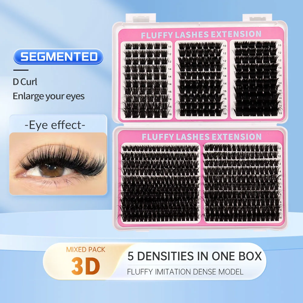 

50-рядные сегментированные накладные ресницы, черные, натуральные, пушистые, толстые, вьющиеся, 3D, черный терьер, воздушная вечеринка