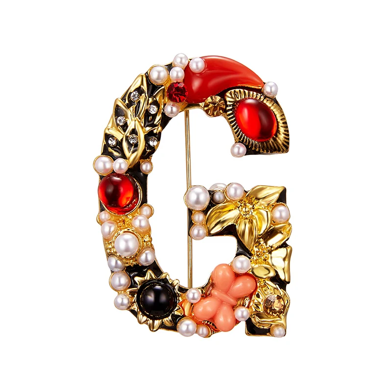 Fashion Crystal Rhinestone Capital Letters Brooch Colorful Enamel English Alphabet Design Jewellery Brooches Pins for Women Girl