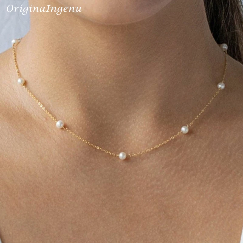 Natural Pearl Necklace 14K Gold Filled/925 Silver Necklace Choker Handmade Pendants Collier Femme Kolye Collares Boho Jewelry