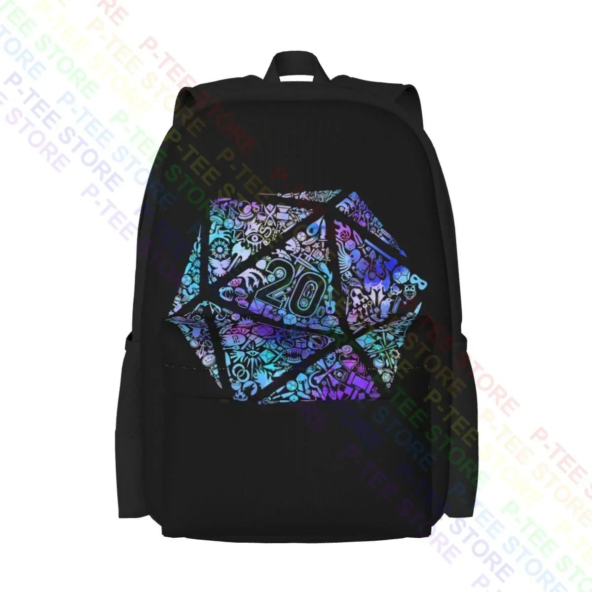 Colorful Mosaic D20 Dnd Dungeon Dragon Large Capacity Backpack Vintage Portable Sports Style Outdoor Running