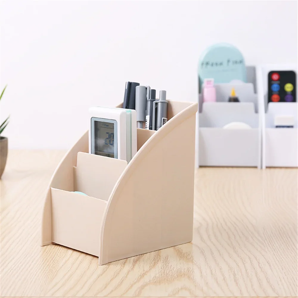 Plastic Desktop Organizer Makeup Office Storage Containers System TV Remote Control Holder Tea Table Tidy 3 Grid Wholesale