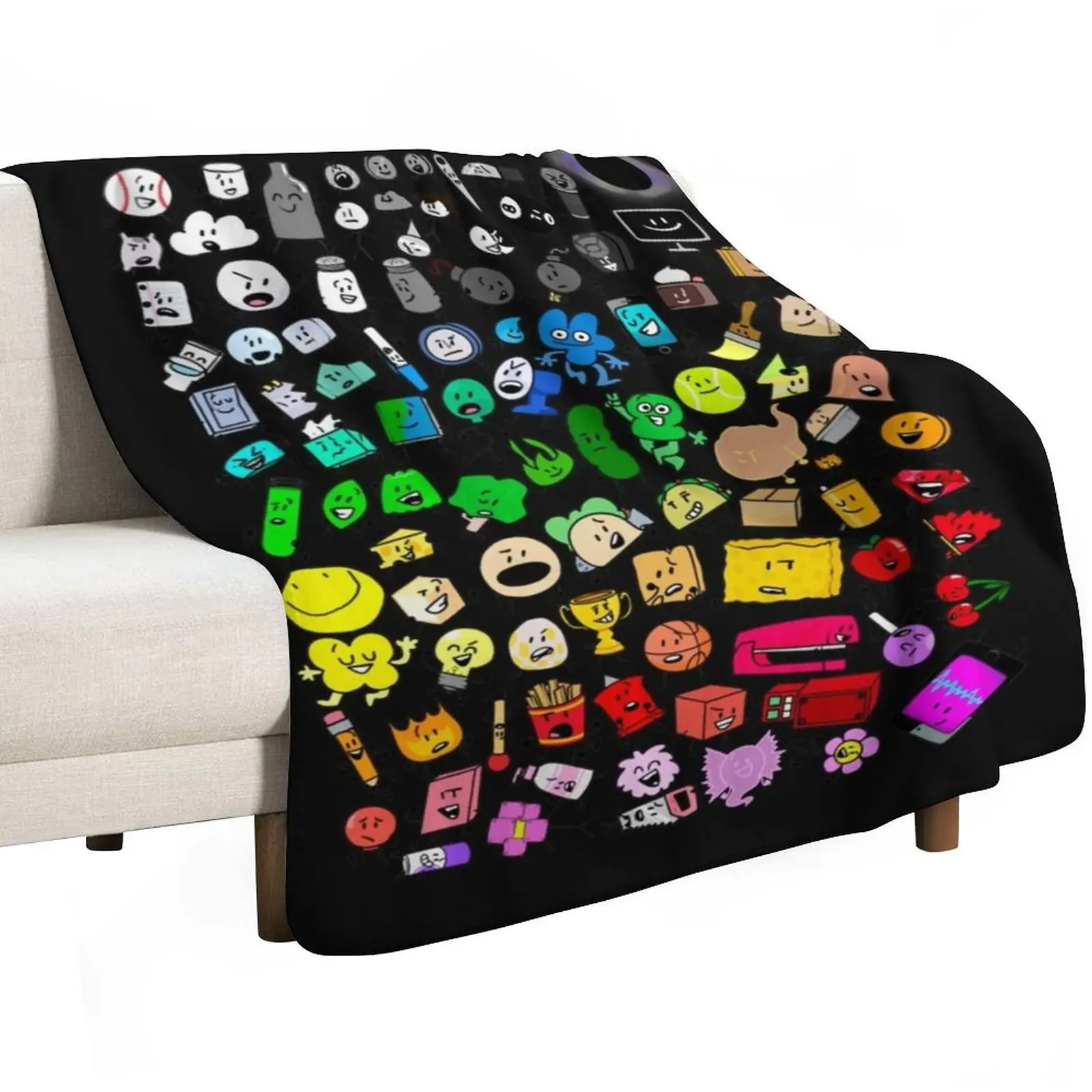 Classic BFDI Inanimate Insanity All Characters (Transparent) Throw Blanket Stylish Decor Blanket Gift for Friends Roommate