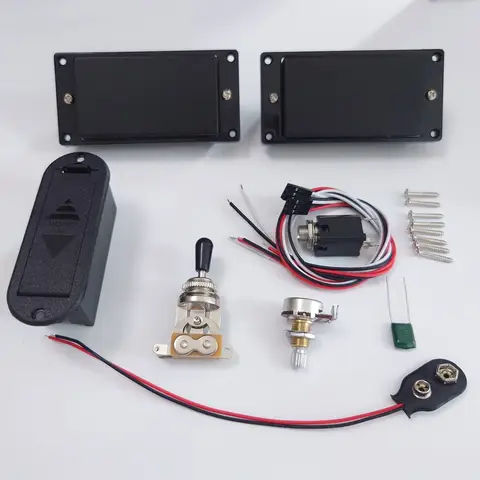 HH Black Aktiv Pickup Elgitarr Humbucker Pickup Set Korta Axlar Potentiometer & Kablage Gitarrtillbehör 8 best sales aktiv upphämtning - №5