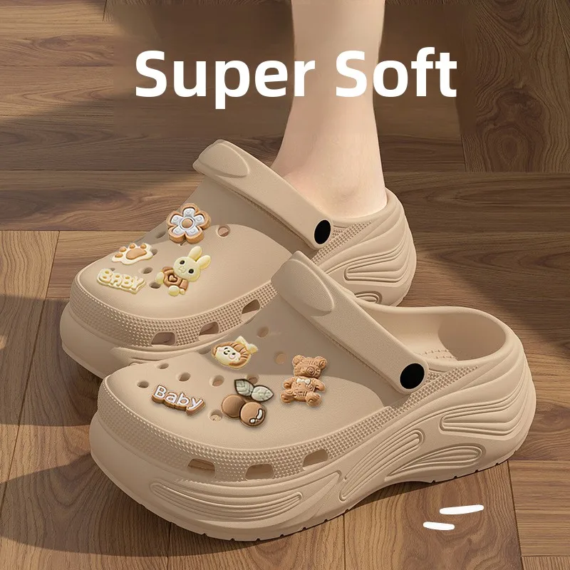 

Women's Thick Bottom Sandals Summer New Style Anti-Slip Odor-Resistant Beach Head Covering Flip Flops Comfortable Home Slippers