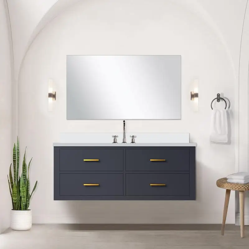 

48" Blue Bath Vanity with 22" Depth and Cultured Marble Top