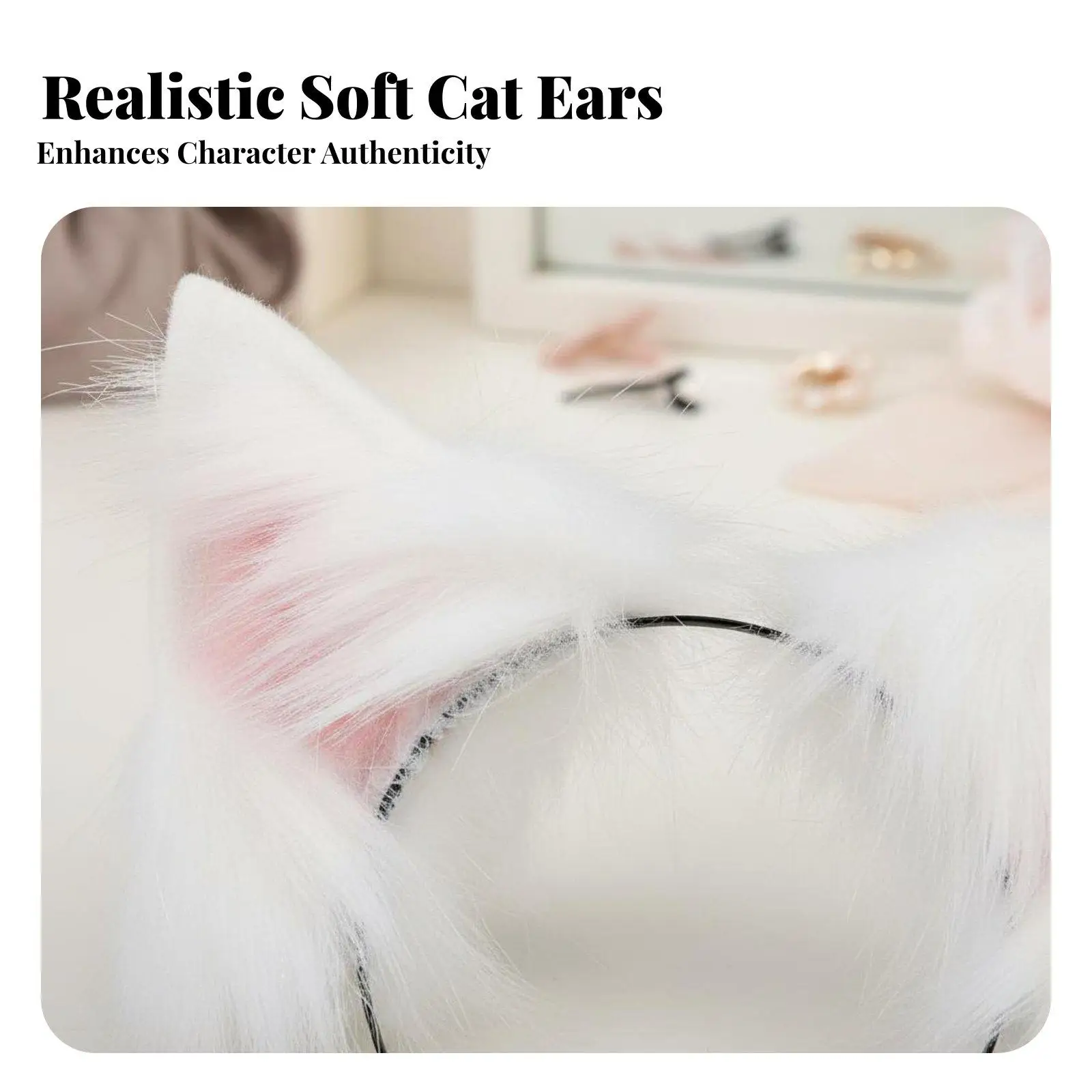 Faux Cat Ear Headband and Tail Handmade Creature Ears Headband and Tail Canine