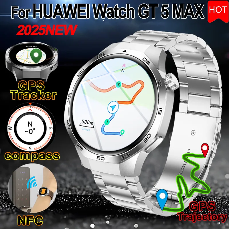 2025Новинка для HUAWEI Watch GT Series 5 Pro Спортивные Смарт-часы Мужчины NFC GPS Bluetooth Вызов Компас Сердечный ритм Водонепроницаемые Смарт-часы