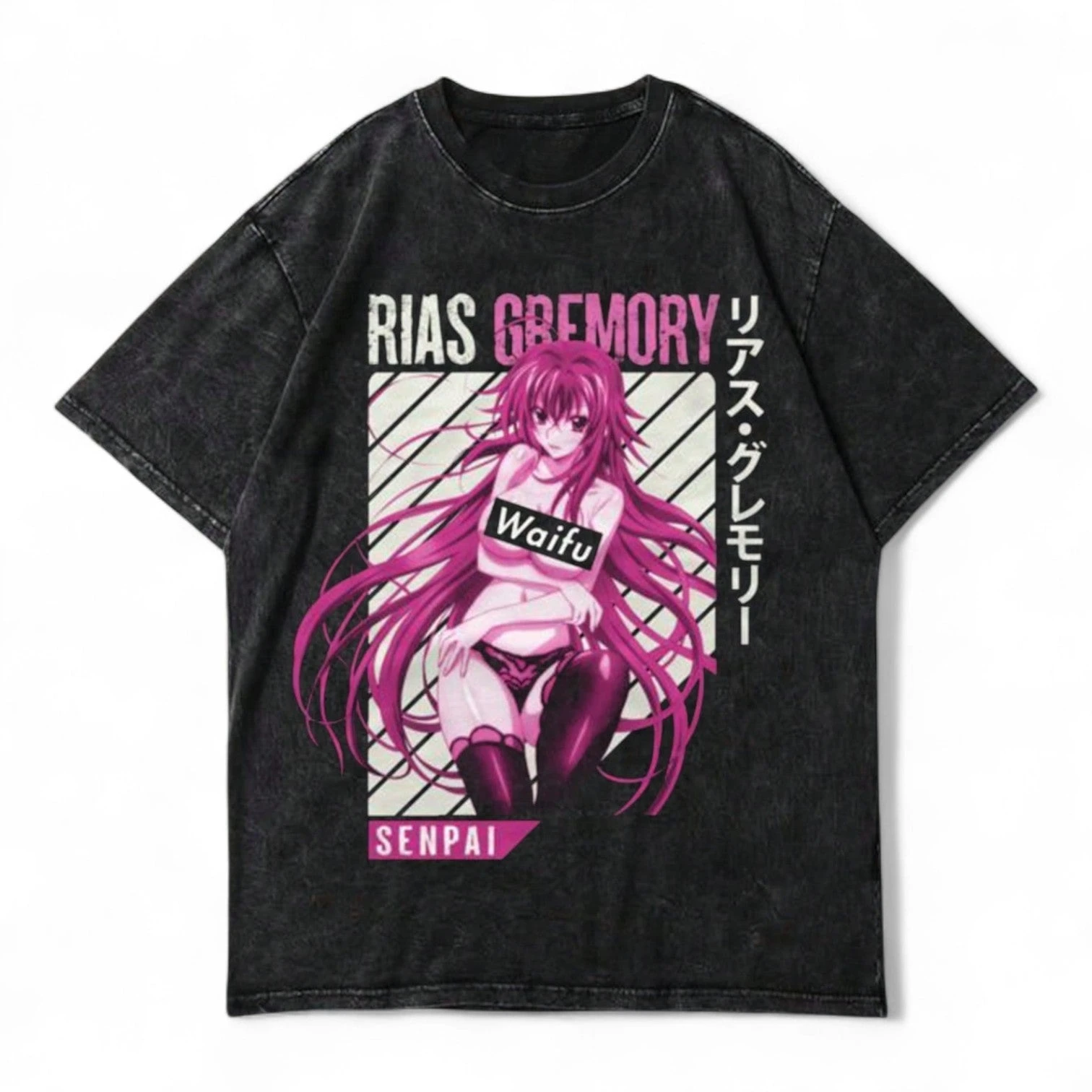 Acid Wash Vintage Graphic T Shirt - Vintage Washed Anime Girl T Shirt