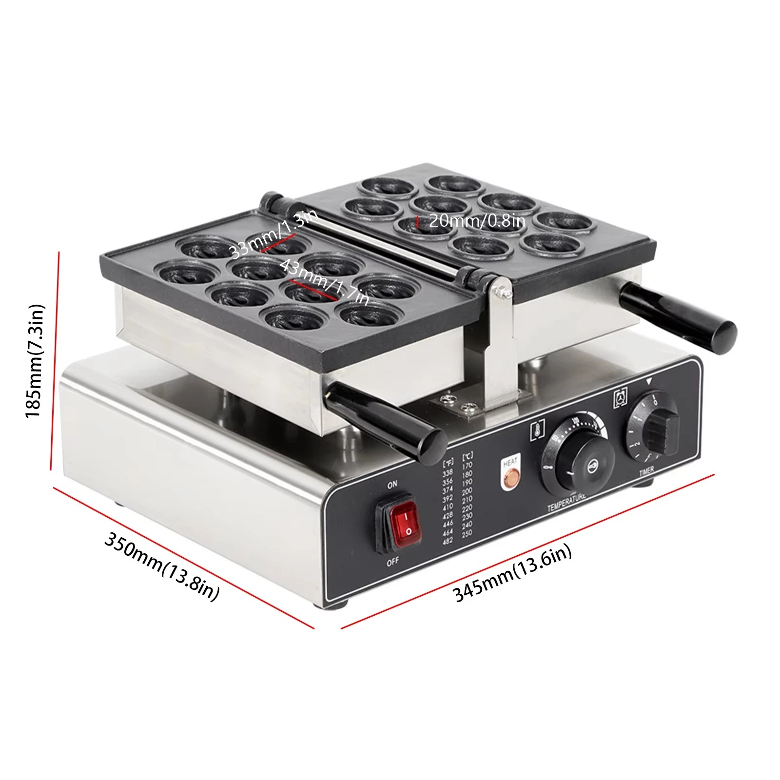 Electric Walnut Cake Maker 1400W 10pcs Capacity Mini Nut Waffle Bread Maker Non Stick Double Sided Heating Toaster