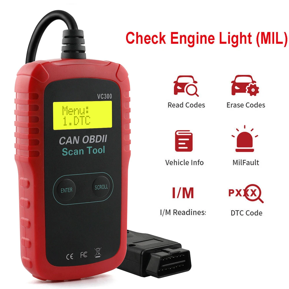 

VC300 CAN OBD2 Автомобильный диагностический инструмент Pk ELM327 Проверка двигателя EOBD OBDII Автоматический сканер Считыватель кодов Инструменты сканирования Автомобильный детектор неисправностей