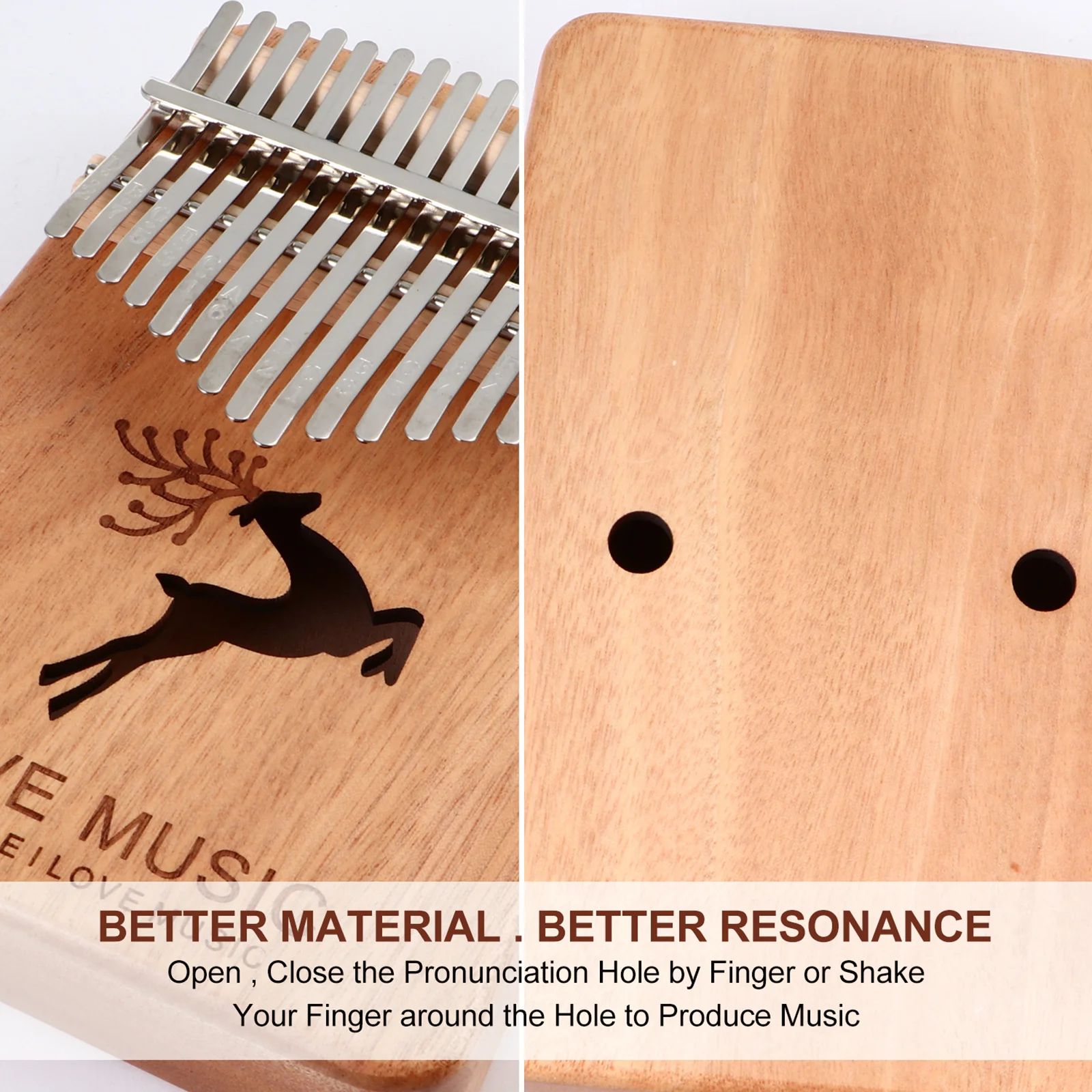 

Thumb Finger Piano for Adults Musical Instrument Aldult Portable Kalimba Beige