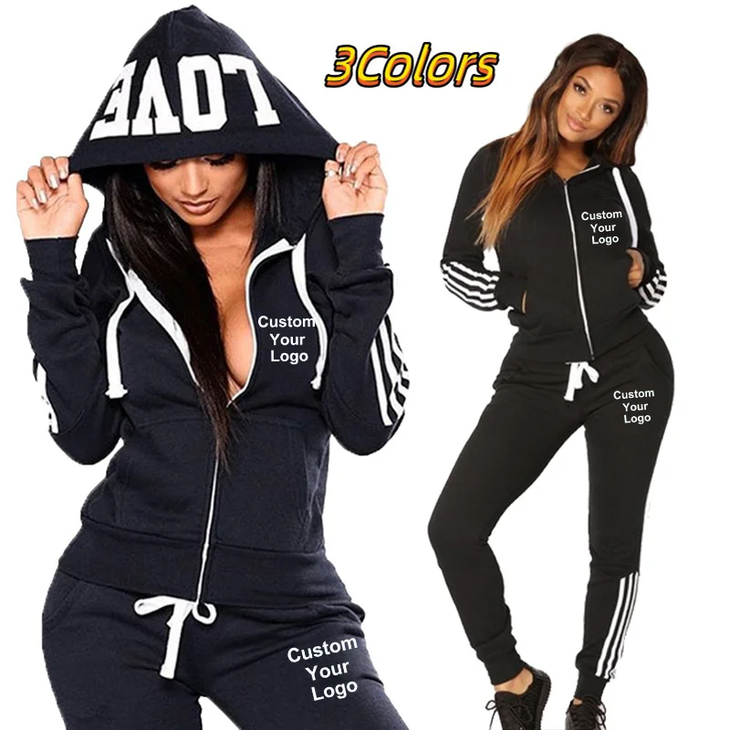 

New Womens Custom Your Logo Sweat Suits Tracksuits Hooded Jogging Sports Suits Baseball Uniforms Track Suits