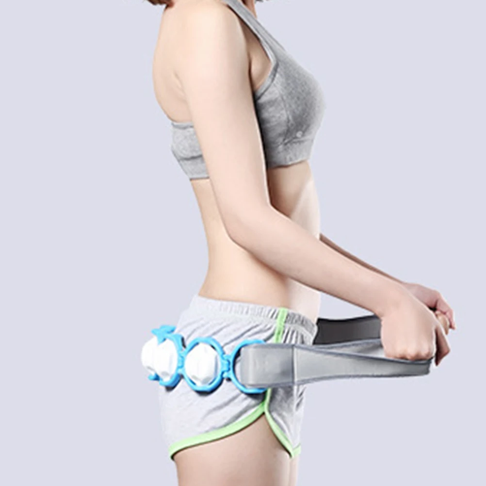 

Adjustable 6 Roller Rope Massager Portable Self Body Massage Tool Neck Shoulder Back Waist Elastic Hand Belt 24.4 Inch Point