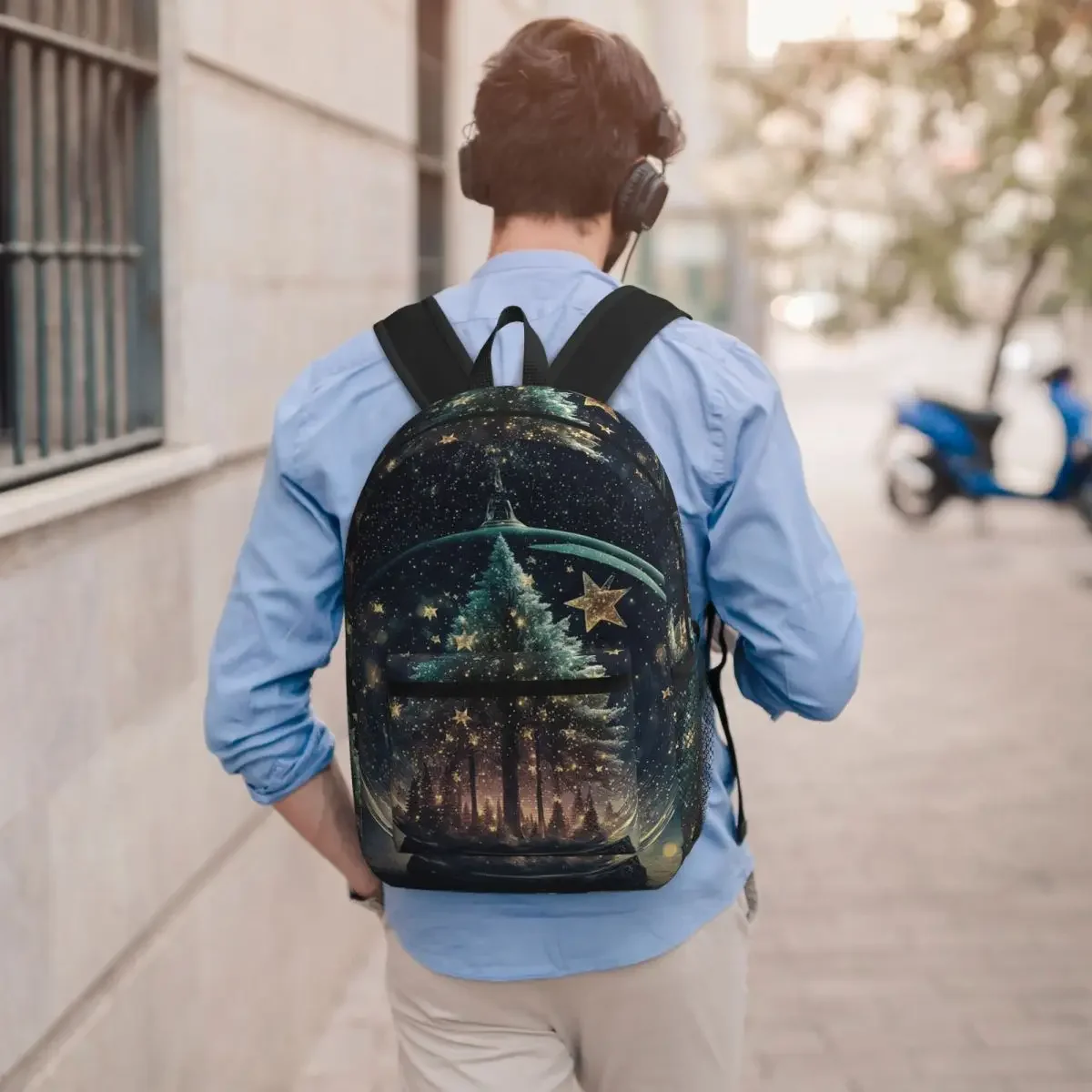 Exquisite Christmas Tree Print Student Backpack School Bag Hiking Travel Daypack for Men Women Bookbag Shoulder Bags