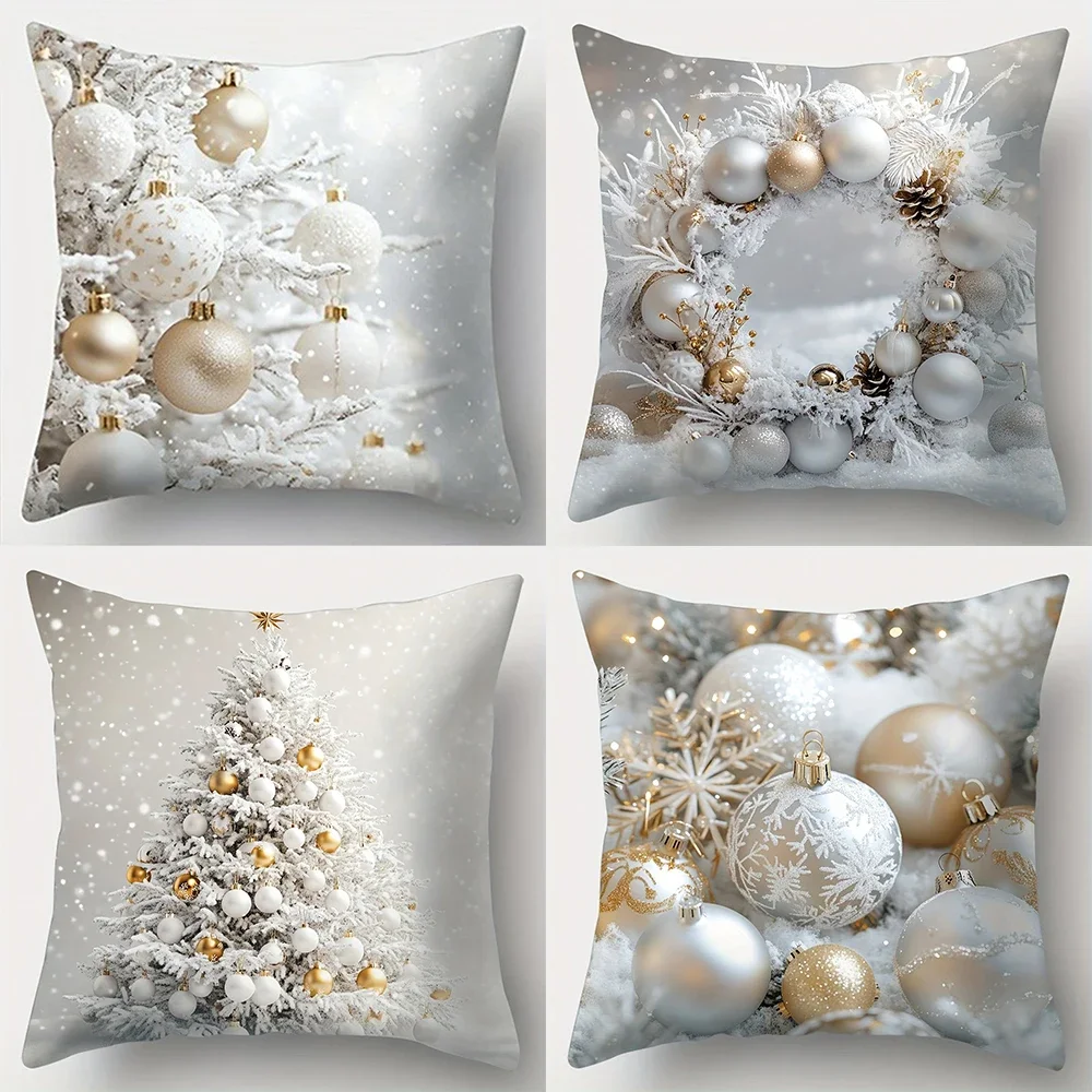 Christmas decoration pillowcase Winter Christmas Tree ball pillow cover Sofa cushion cover home decoration New Year gift